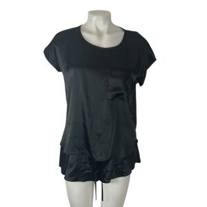 INC international concepts black satin sleep shorts set size small NWT